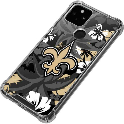 NFL New Orleans Saints Tropical Print Google Pixel 5 Clear Case